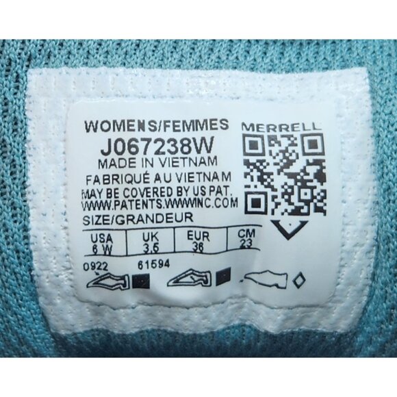 Merrell Fly Strick J067238W Woman's Size 6 W Teal Gray Running Sneaker Shoes - Picture 9 of 13